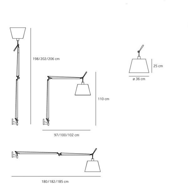 Tolomeo Mega Wall TOLOMEO mega black/black// настенный E27 LED 1х21  х   