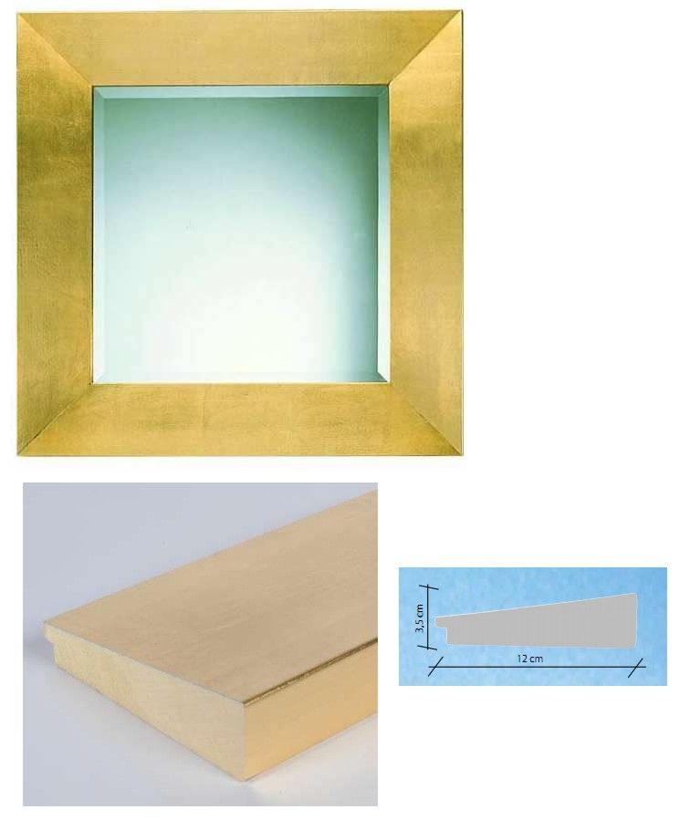 196RMO85/196 rett 50x50/73x73 Зеркало, gold foil, дерево/стекло, 73х73х3,5 см   