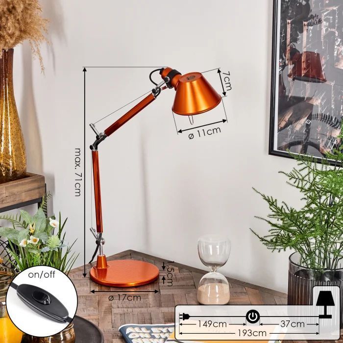 A011860 TOLOMEO micro Metal Orange/Metal Orange// настольный E14 1х60  х   
