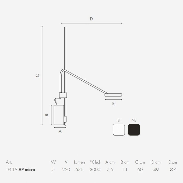 TECLA AP MICRO BI TECLA white/steel/white//matt настенный LED 2700K 1х4.1  х   