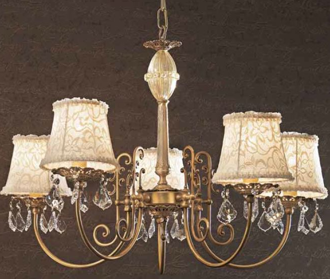 L 1290/5 BIS  antique gold/lacy shades// подвесной E14 5х40  х   