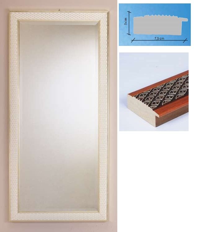 409RMW561 56X132/69X145  Зеркало, white, дерево/стекло, 69х145х3 см   