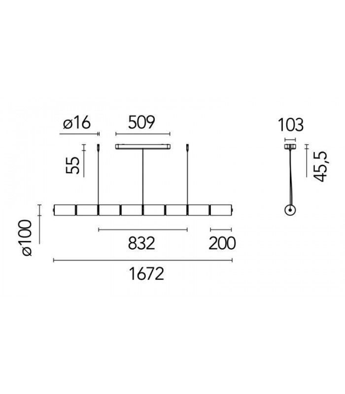 F3773000 Luce Cilindrica Aluminium/Transparent// подвесной  1х100  х   