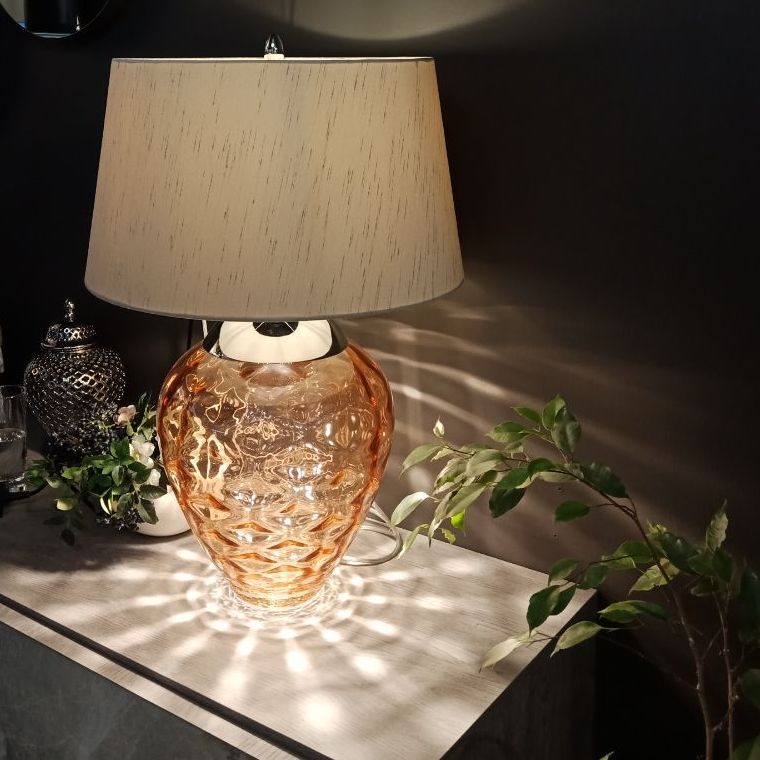 QN-SAMARA-TL-SAL SAMARA Polished Nickel/Salmon/Scallop (taupe) // настольный E27 2х60 GU10LED 1х7   