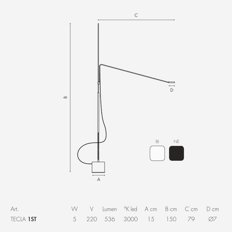 TECLA 1ST NE TECLA black/steel/black//matt напольный LED 2700K 1х4.1  х   