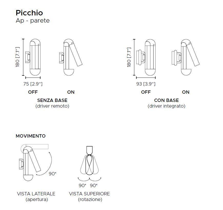 ACAM.006306 PICCHIO Brushed bronze frame  /coffee leather// настенный LED 1х3  х   