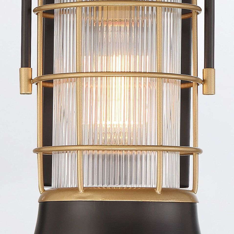 QN-RIVAMAR-S-BLK-GD RIVAMAR Black and Brushed Gold/Clear Ribbed// настенный E27 1х40  х   