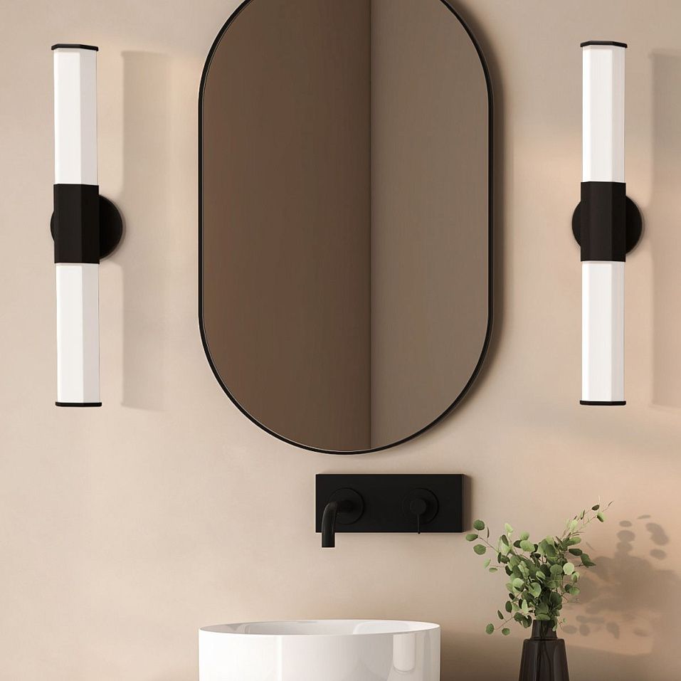 QN-FACET-LED2-BK-BATH FACET Matte Black/Opal// настенный LED 2х12  х   