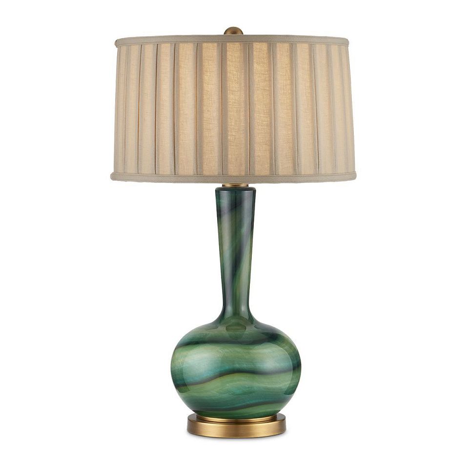 QNC-LAMARTINE-TL LAMARTINE Green /Antique Brass/Beige// настольный E27 1х60  х   