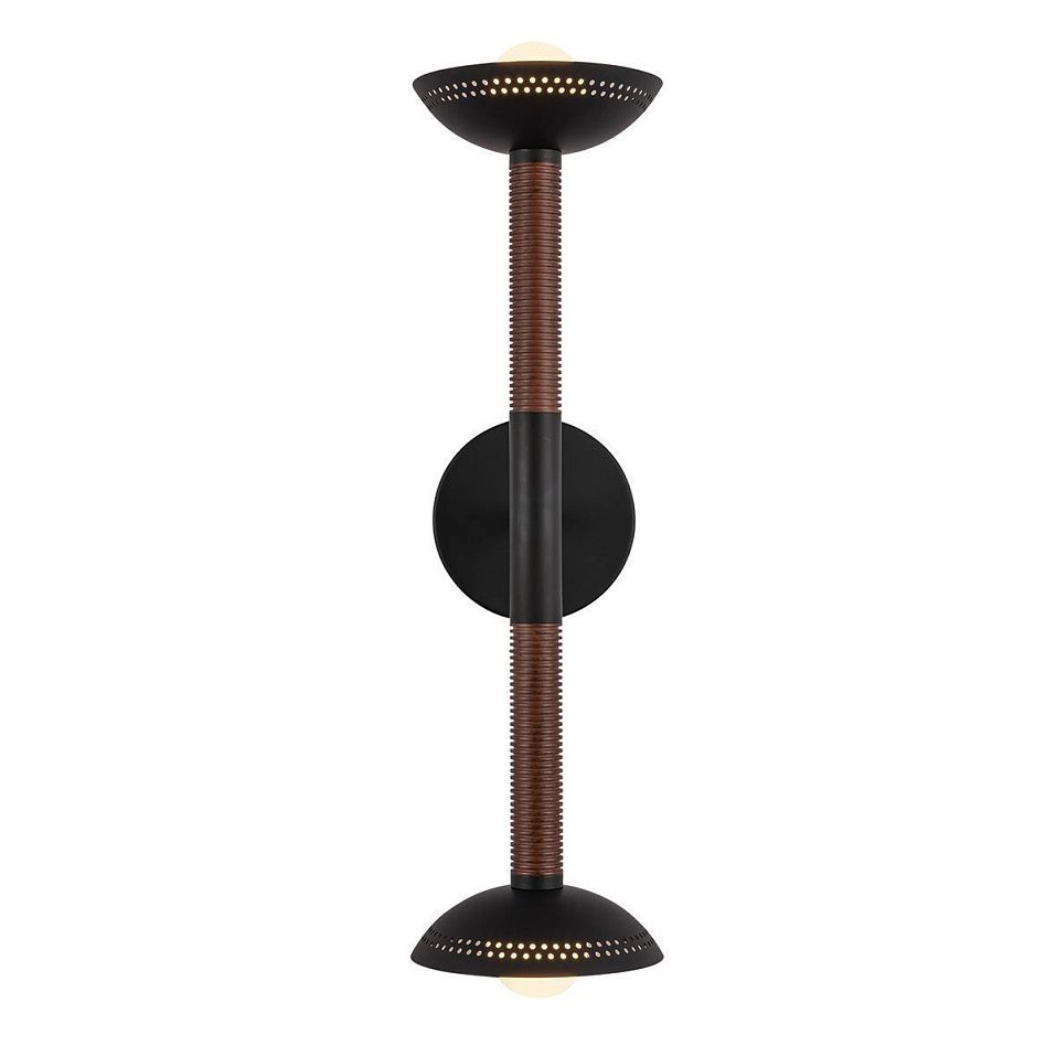 ALM-ARDEN-LED-2WB-MB ARDEN Matte Black, Walnut Wood Veneer/Matte Black//opal настенный  2х6.5  х   
