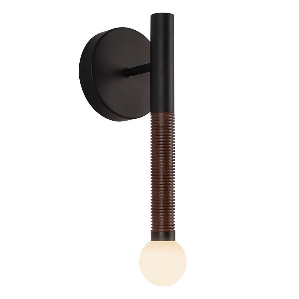 ALM-ARDEN-LED-1WB-MB ARDEN Matte Black, Walnut Wood Veneer/Matte Black//opal настенный  1х6.5  х   