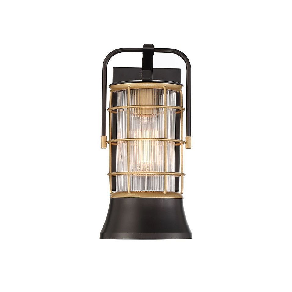QN-RIVAMAR-S-BLK-GD RIVAMAR Black and Brushed Gold/Clear Ribbed// настенный E27 1х40  х   