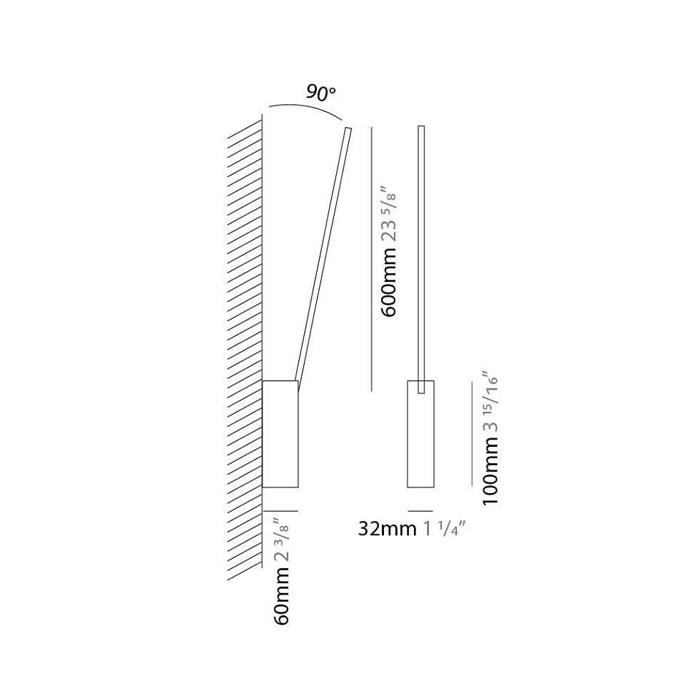 SPILLO 1.60 NE  SPILLO black/black//matt настенный LED 2700K 1х  х   