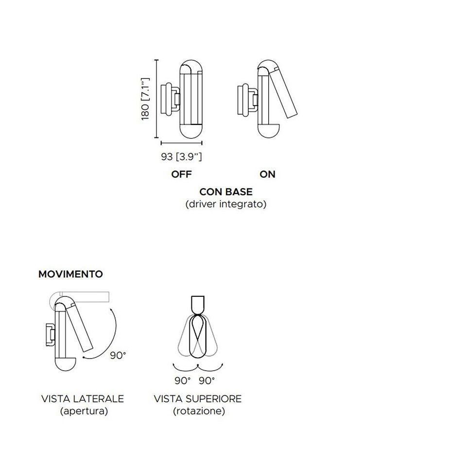 ACAM.006304 PICCHIO Brushed bronze frame///прозрачный настенный LED 1х3  х   