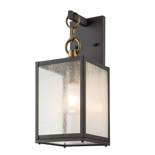 QN-LAHDEN2-M-WZC LAHDEN Weathered Zinc/Brass/ Clear Seeded// настенный E27 1х60  х  QN-LAHDEN2-M-WZC
