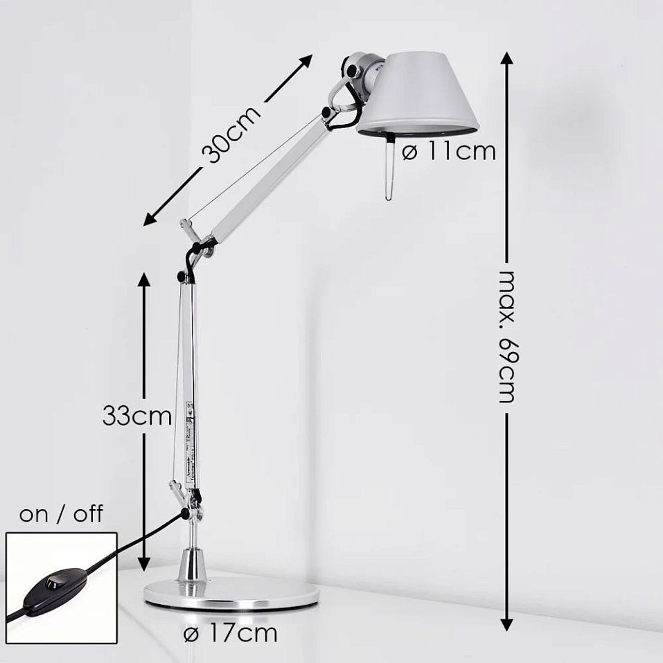A011800 TOLOMEO micro aluminium/aluminium// настольный E14 1х60  х   