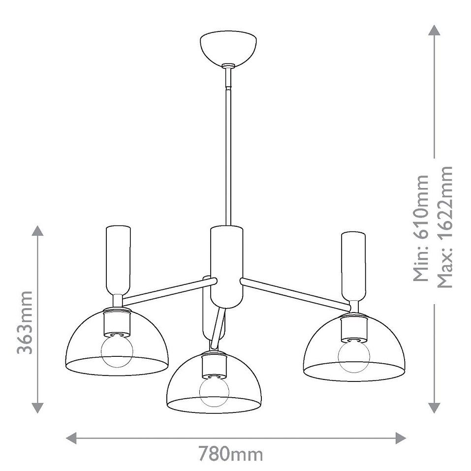 ALM-JUDE3-MB-CL JUDE Matte Black/Clear// подвесной E27 3х60  х   