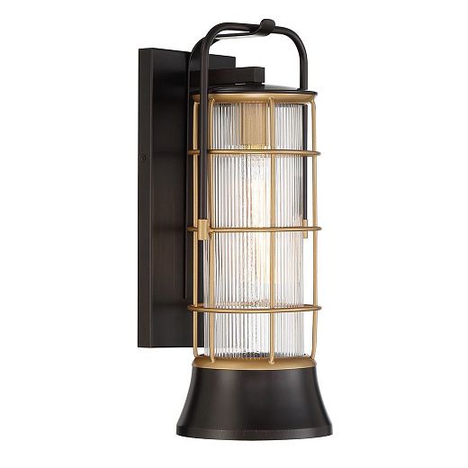 QN-RIVAMAR-M-BLK-GD RIVAMAR Black and Brushed Gold/Clear Ribbed// настенный E27 1х40  х  QN-RIVAMAR-M-BLK-GD