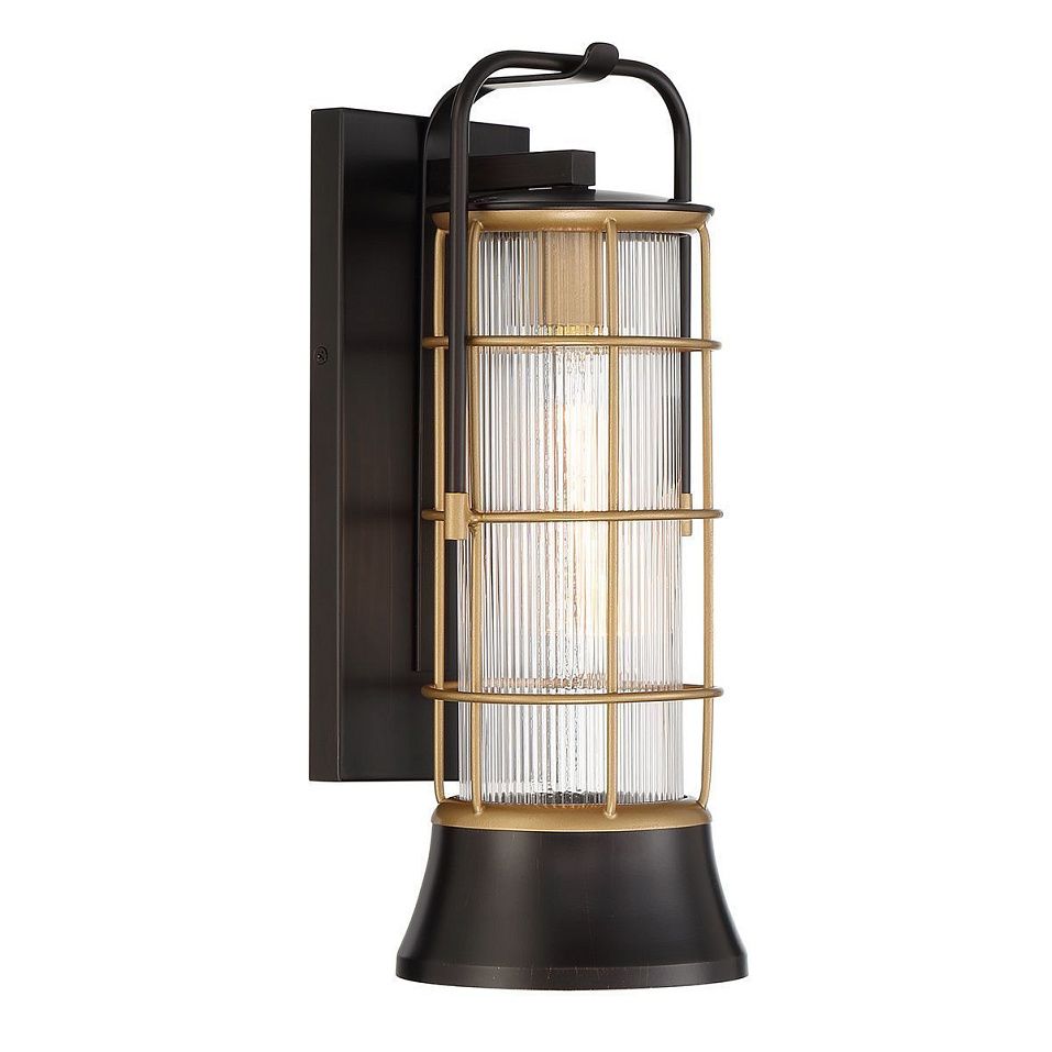 QN-RIVAMAR-M-BLK-GD RIVAMAR Black and Brushed Gold/Clear Ribbed// настенный E27 1х40  х   