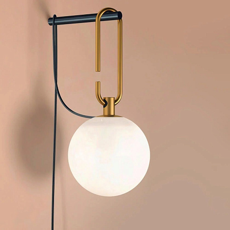 1277010A  NH black/brass/white// настенный E14 LED 1х5  х