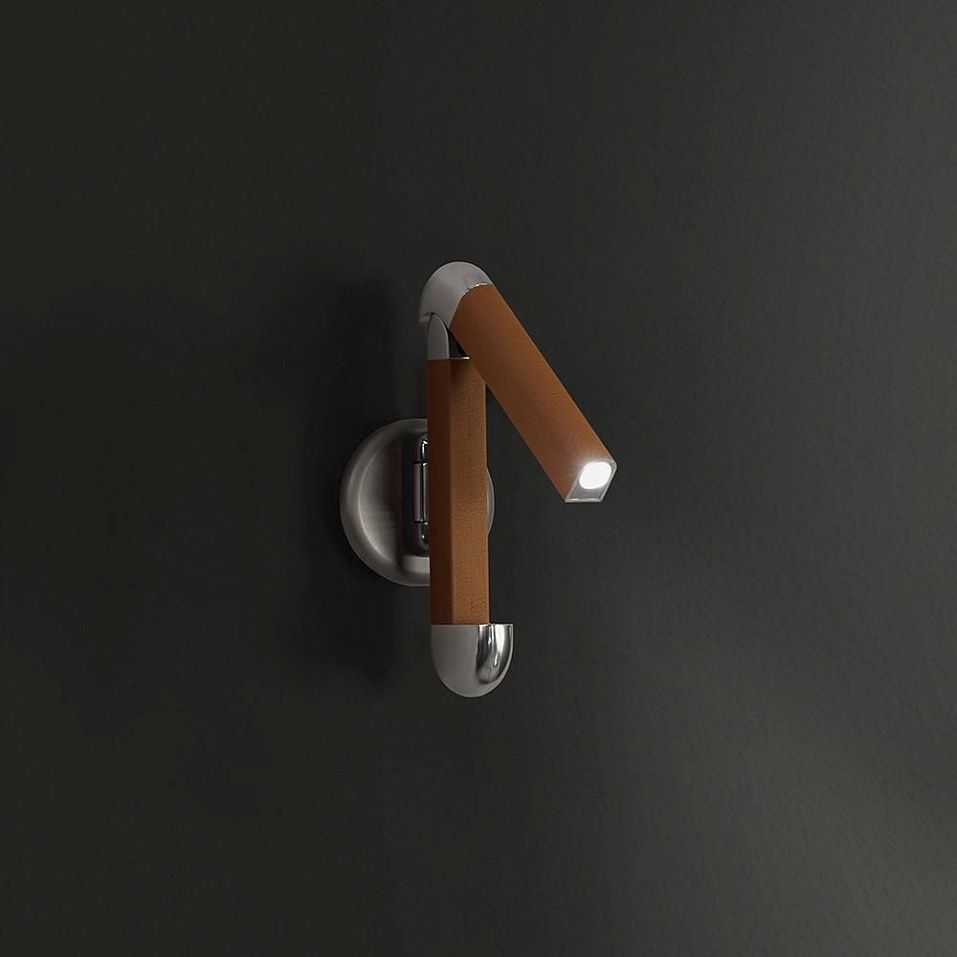 ACAM.006302 PICCHIO Polished aluminium frame / cognac leather///прозрачный настенный LED 1х3  х   