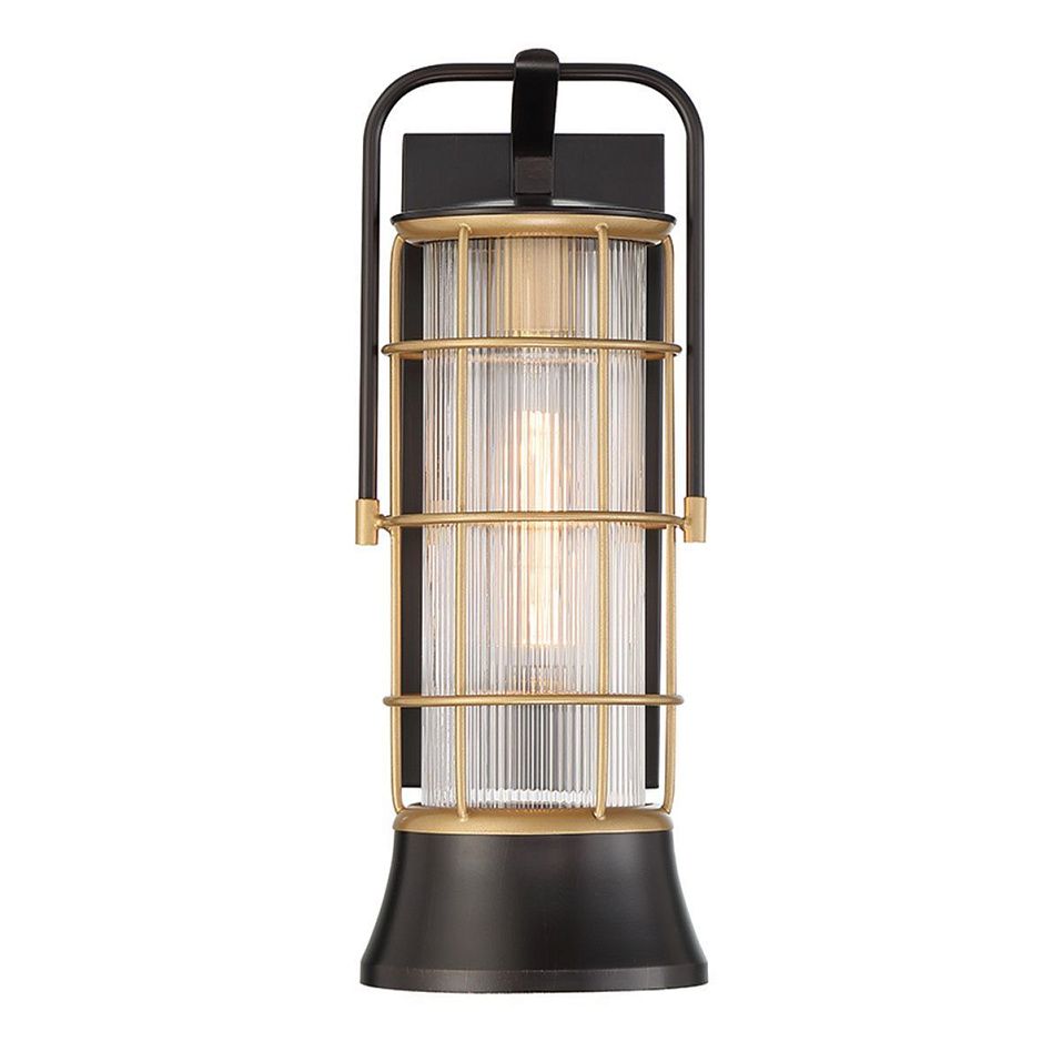 QN-RIVAMAR-M-BLK-GD RIVAMAR Black and Brushed Gold/Clear Ribbed// настенный E27 1х40  х   