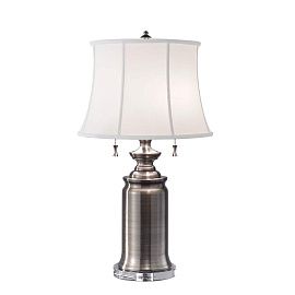 FE-STATEROOM-TL-AN STATEROOM Antique Nickel /True White cotton// настольный E27 2х60  х  FE-STATEROOM-TL-AN