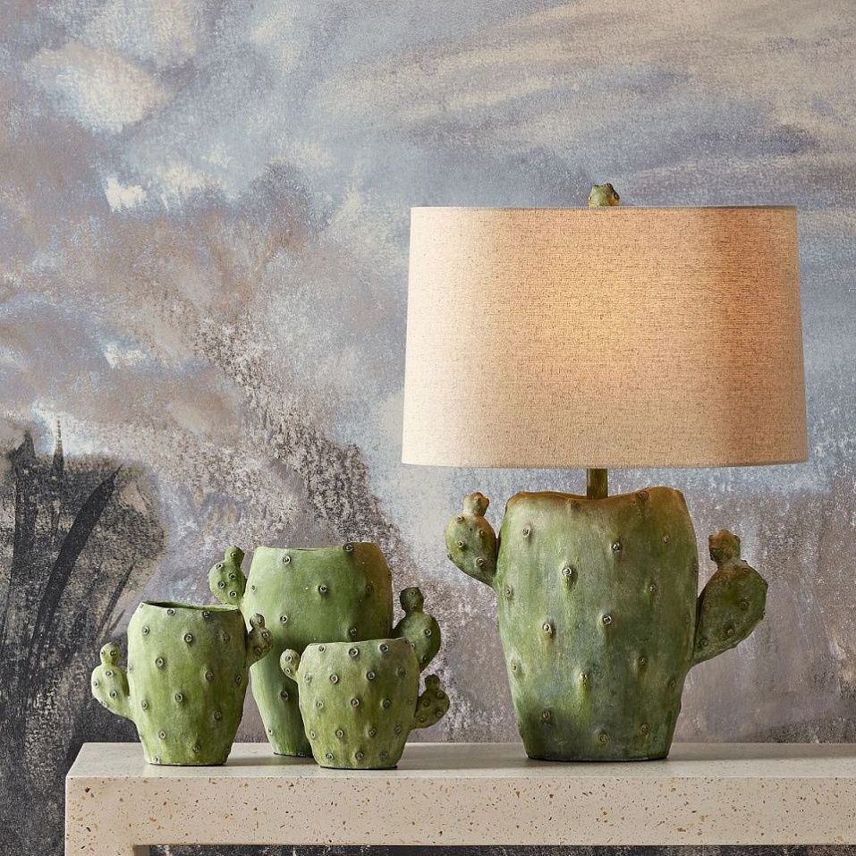 QNC-CACTUS-TL CACTUS Antiqued Green/natural// настольный E27 1х100  х   