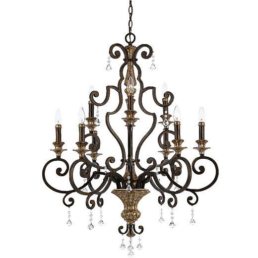 QZ-MARQUETTE9 MARQUETTE bronze with antique gold/// подвесной E14 9х60  х  QZ-MARQUETTE9