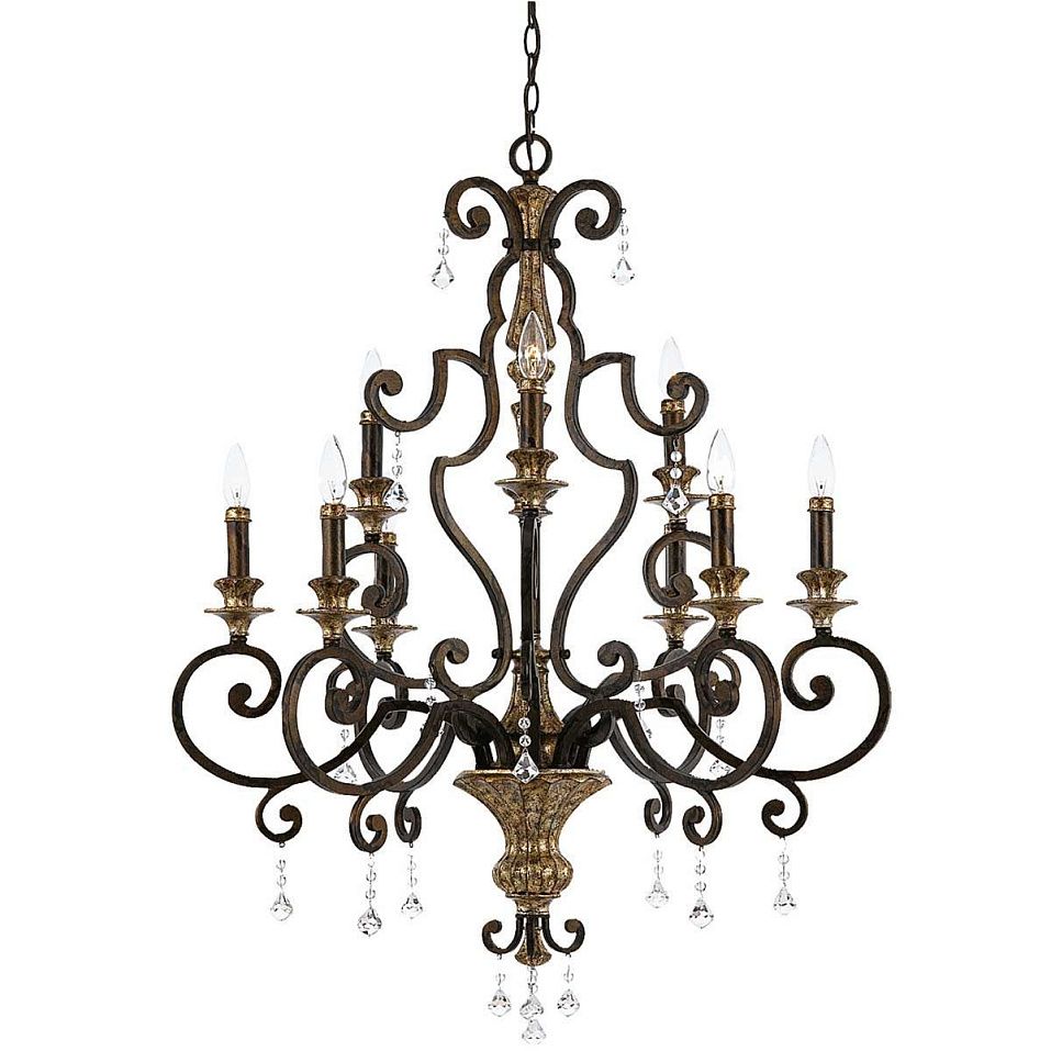 QZ-MARQUETTE9 MARQUETTE bronze with antique gold/// подвесной E14 9х60  х   