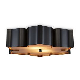 QNC-GRAND-LOTUS-F-L-BCGL GRAND LOTUS Matte Black / Contemporary Gold///Faux Alabaster потолочный E27  QNC-GRAND-LOTUS-F-L-BCGL
