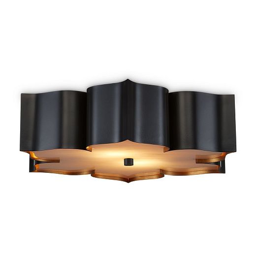 QNC-GRAND-LOTUS-F-L-BCGL GRAND LOTUS Matte Black / Contemporary Gold///Faux Alabaster потолочный E27  QNC-GRAND-LOTUS-F-L-BCGL