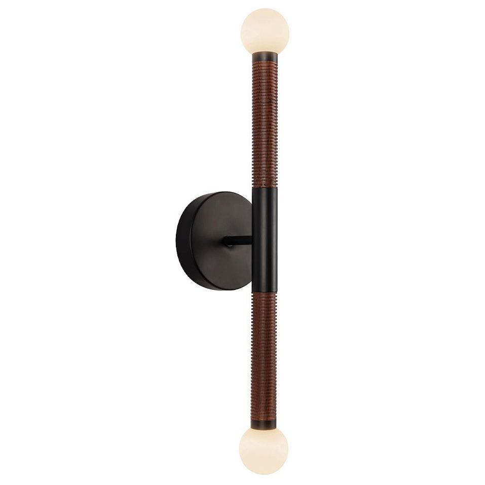 ALM-ARDEN-LED-2WB-MB ARDEN Matte Black, Walnut Wood Veneer/Matte Black//opal настенный  2х6.5  х   
