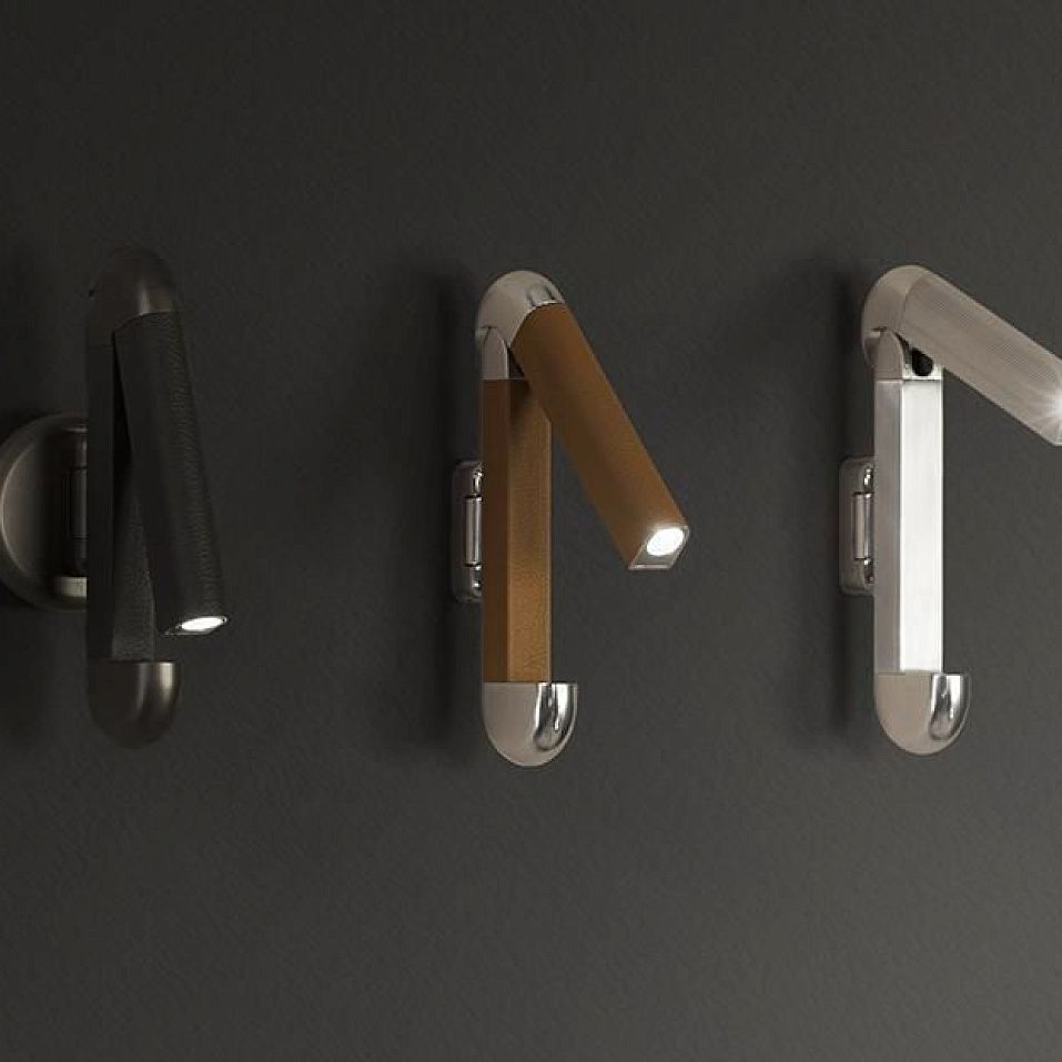 ACAM.006302 PICCHIO Polished aluminium frame / cognac leather///прозрачный настенный LED 1х3  х   