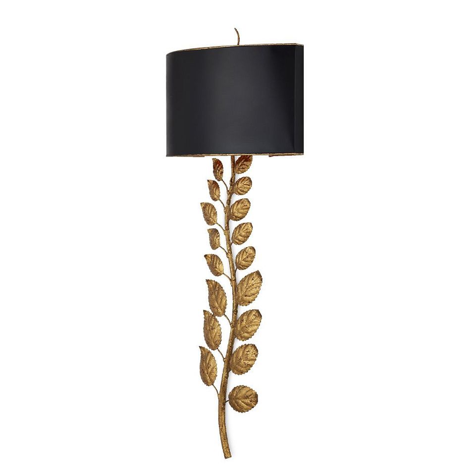QNC-BIRDWOOD-2WB-TGL BIRDWOOD Textured Gold Leaf/Satin Black // настенный E27 2х40  х   