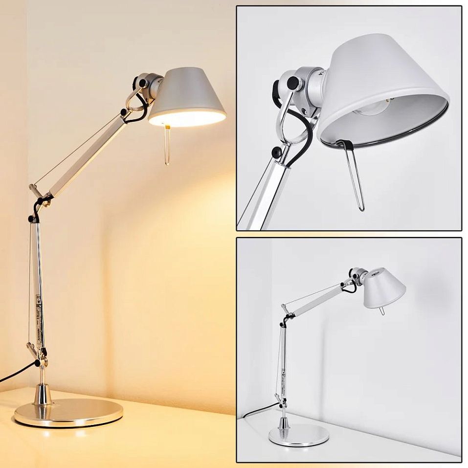 A011800 TOLOMEO micro aluminium/aluminium// настольный E14 1х60  х   