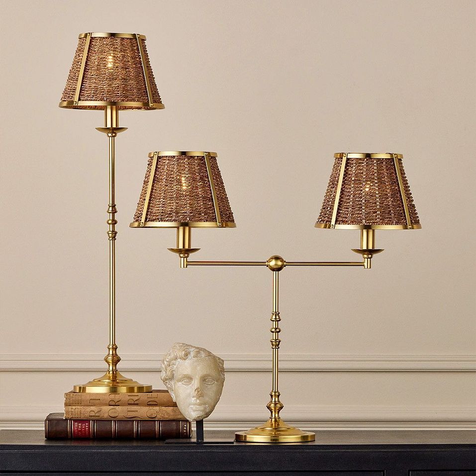 QNC-DEAUVILLE-TL2  DEAUVILLE Polished Brass /natural// настольный E14 2х40  х   