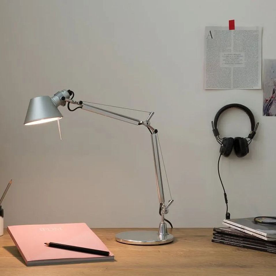 A011800 TOLOMEO micro aluminium/aluminium// настольный E14 1х60  х   