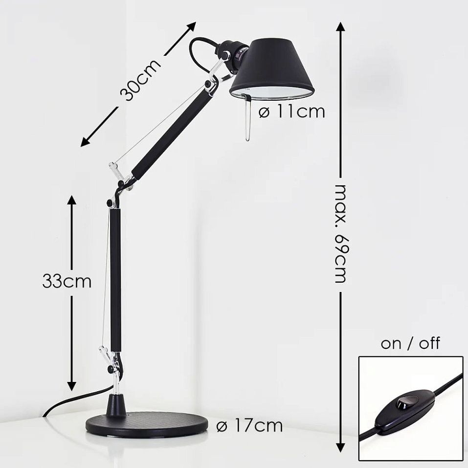 A011830 TOLOMEO micro Black/Back// настольный E14 LED 1х6  х   