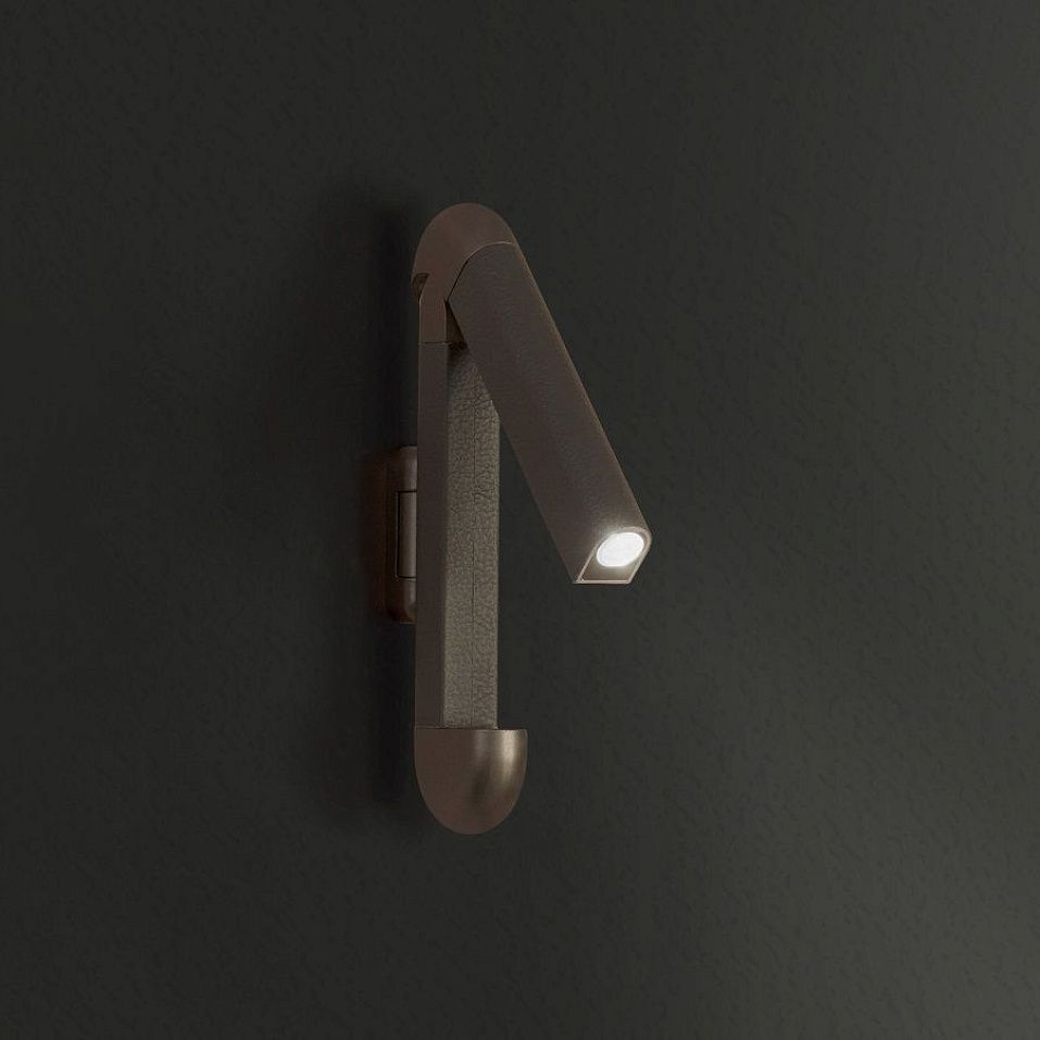 ACAM.006306 PICCHIO Brushed bronze frame  /coffee leather// настенный LED 1х3  х   