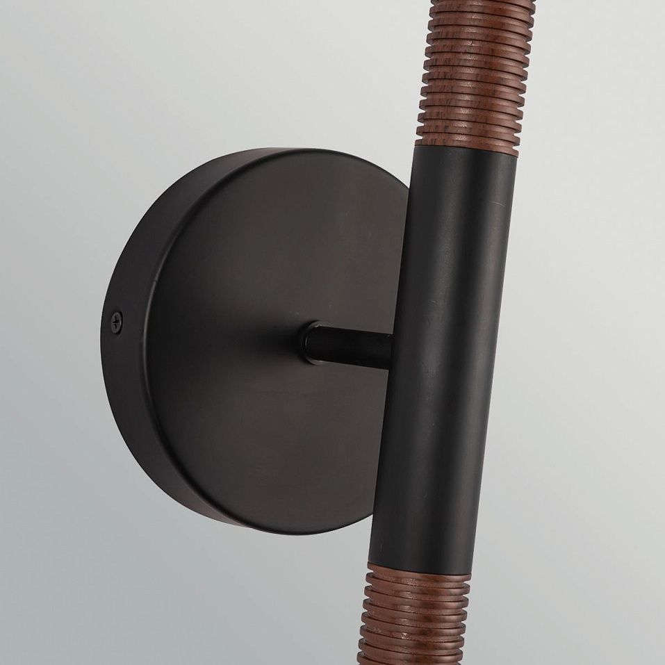 ALM-ARDEN-LED-2WB-MB ARDEN Matte Black, Walnut Wood Veneer/Matte Black//opal настенный  2х6.5  х   