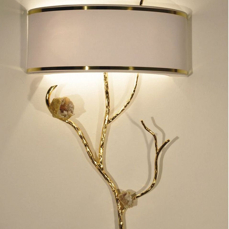 Concept Rochelle: Wall light – 020 ROCHELLE forged brass with Calcite Geodesis Gold plated 24kt/ivor   