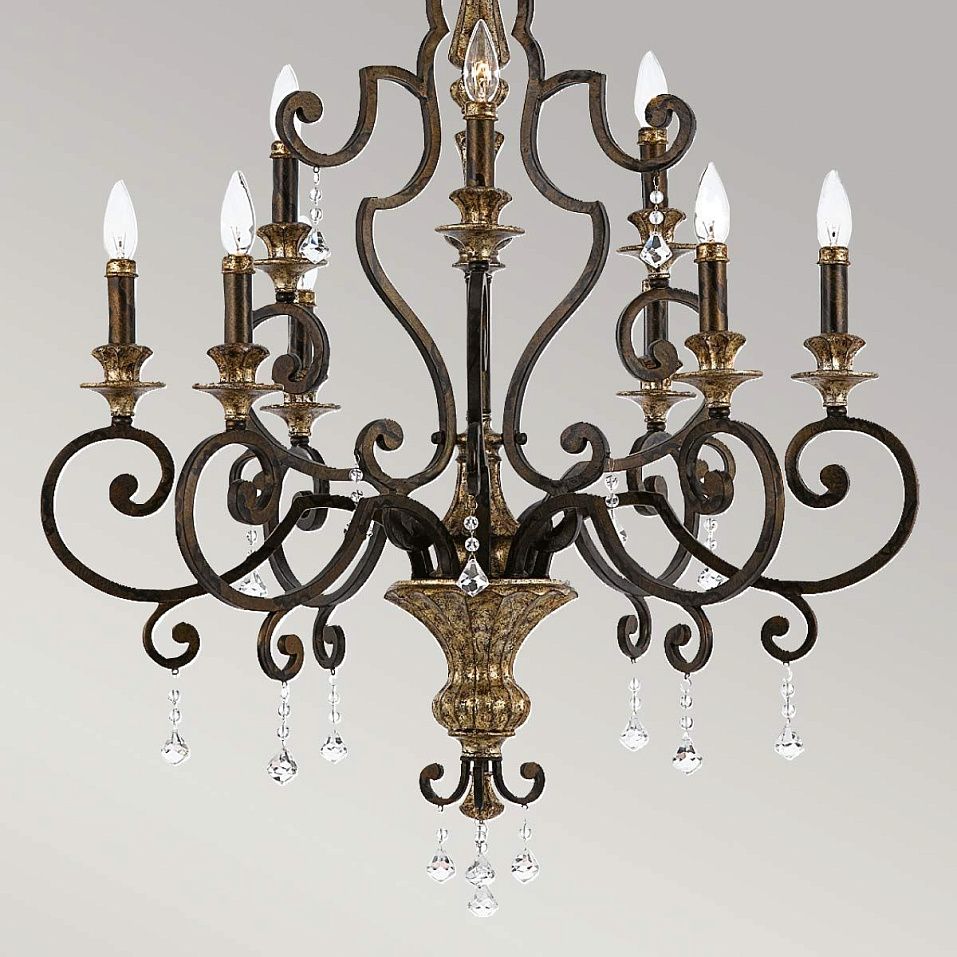 QZ-MARQUETTE9 MARQUETTE bronze with antique gold/// подвесной E14 9х60  х   