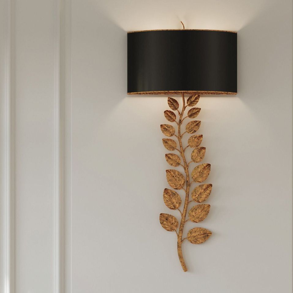QNC-BIRDWOOD-2WB-TGL BIRDWOOD Textured Gold Leaf/Satin Black // настенный E27 2х40  х   