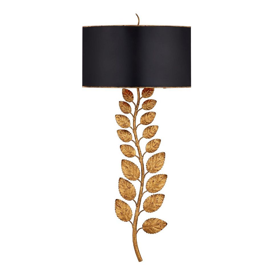 QNC-BIRDWOOD-2WB-TGL BIRDWOOD Textured Gold Leaf/Satin Black // настенный E27 2х40  х   