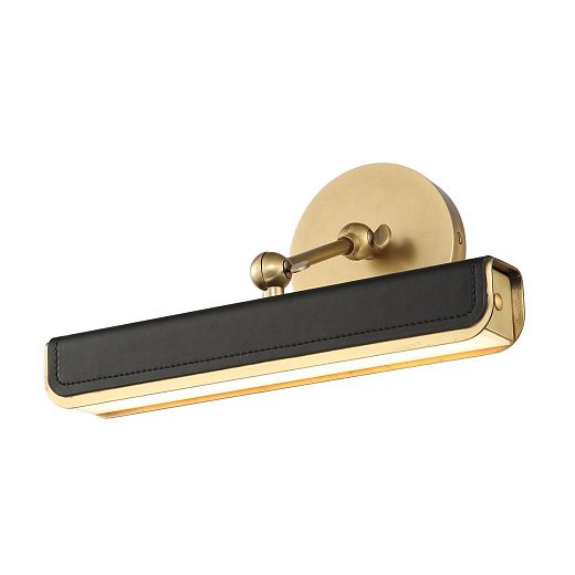 QN-VALISE-PL-S-VBS-TL  VALISE Vintage Brass/Tuxedo Leather /// Frosted подсветка для картин LED 1х10  QN-VALISE-PL-S-VBS-TL