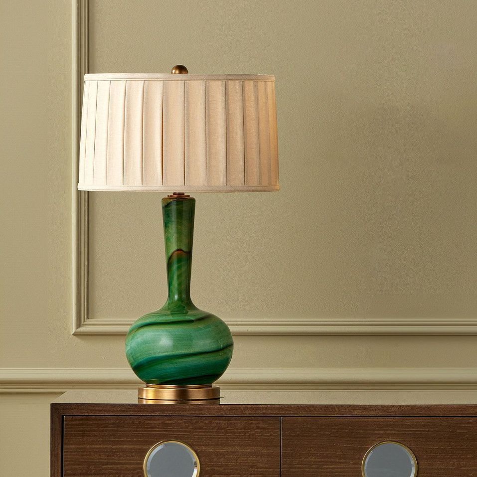 QNC-LAMARTINE-TL LAMARTINE Green /Antique Brass/Beige// настольный E27 1х60  х   