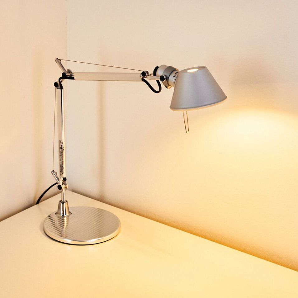 A011800 TOLOMEO micro aluminium/aluminium// настольный E14 1х60  х   