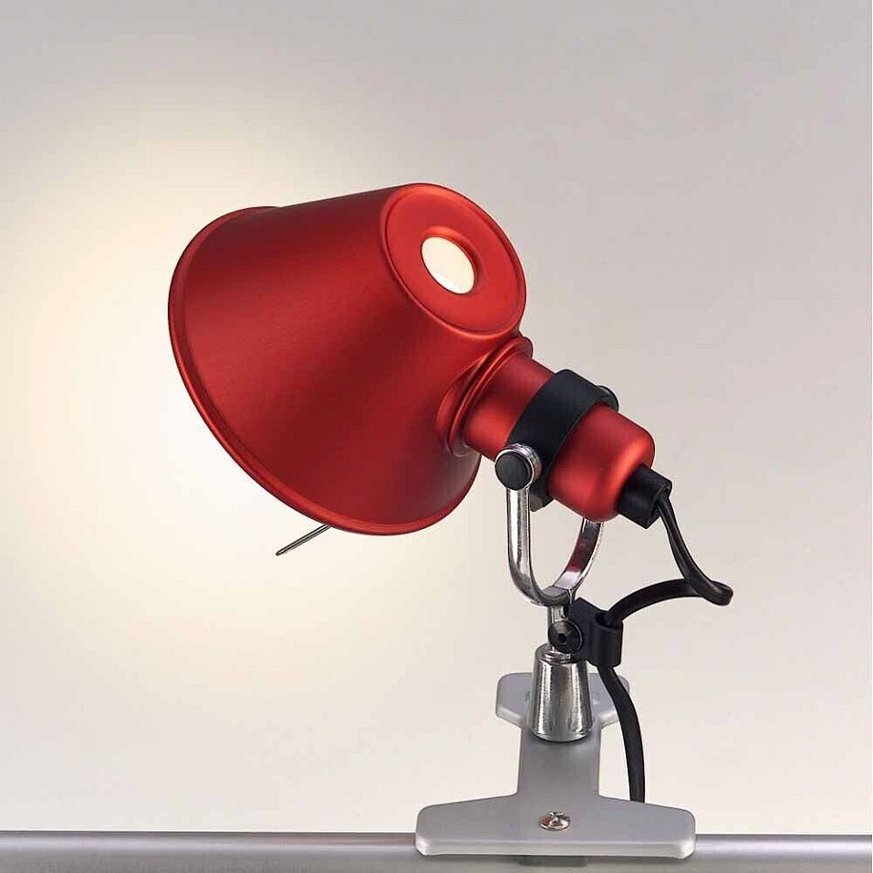 A010810 TOLOMEO micro pinza grey/red// переносной E14 1х60  х   