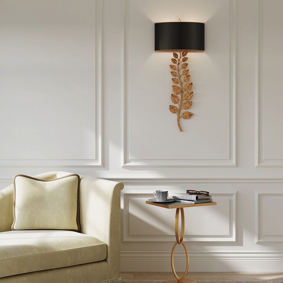 QNC-BIRDWOOD-2WB-TGL BIRDWOOD Textured Gold Leaf/Satin Black // настенный E27 2х40  х   